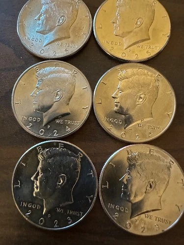 2023, 24, 25 kennedy  half dollars p d 3 sets mint uncirculated condition