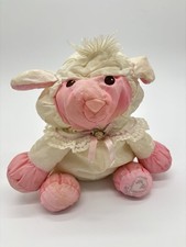 Vintage Fisher Price Puffalumps Lamb Plush 10 White Pink 1986 READ