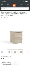 Tvilum oak effect 2 Drawer Bedside table (H)500mm (W)400mm (D)500mm - new in box
