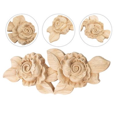 1PC geschnitzte Rosenform Applique Onlay Schrank Schrank Fenster Schnitzerei