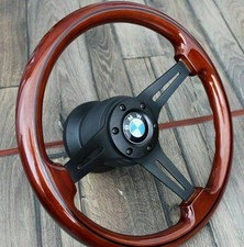 Steering Wheel Fits For Bmw Wood Wooden Black Sport 350mm E36 E38 E39 Z3 96-99