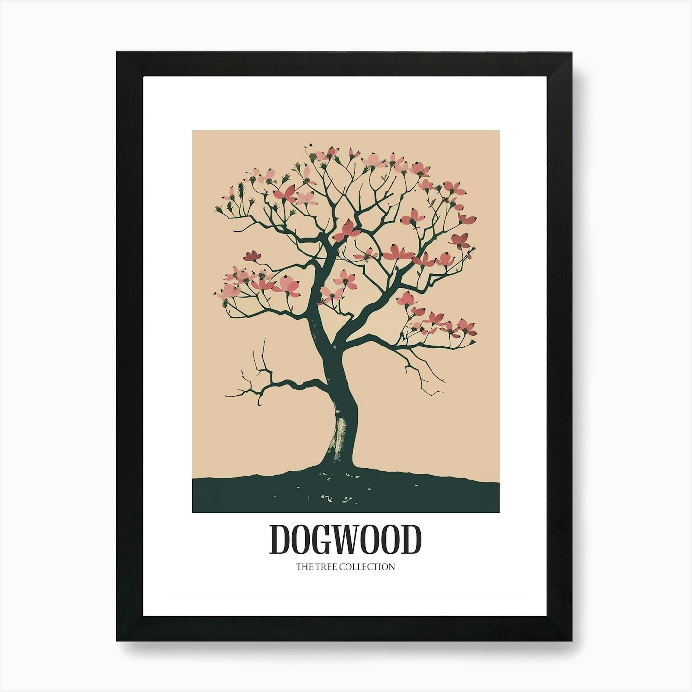 Vibrant Dogwood Tree Framed Wall Art Canvas Print  