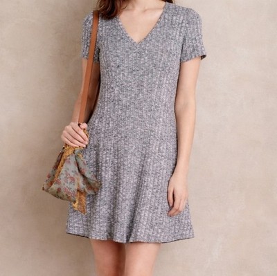 Dolan Left Coast Collection Gray Anthropologie Ribbed Flare Dress Women  Size XS | eBay