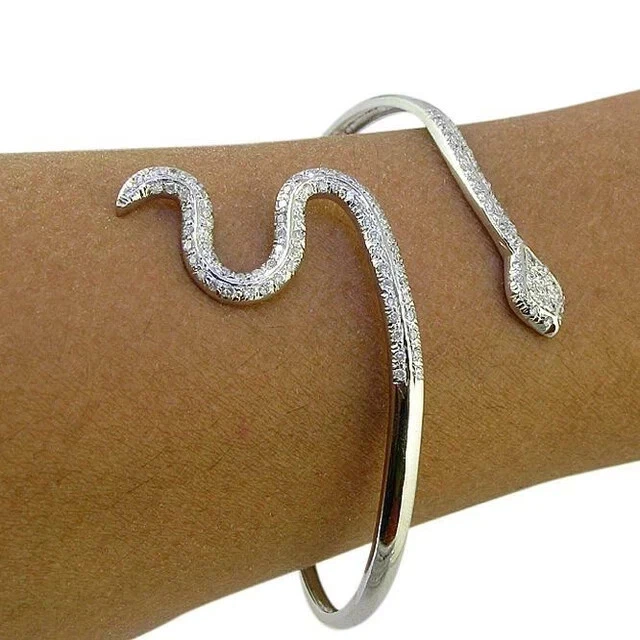 Damen Armreif Armband 2,00Ct Rundschliff echter Moissanit 14k Weißgold vergoldet