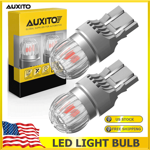 Bevinsee 2x 7443 Red LED Bulbs - For Tail, Brake, Stop, Turn Signal, Backup Lights - 12V 3.2W