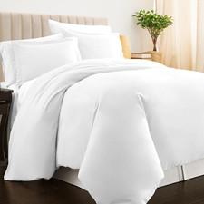 Luxurious 100 Cotton Queen Duvet Cover Set with Shams - 400 Thread Count