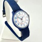 Vintage Mechanical Timex Watch Blue Fabric Strap 25mm Water Resistant Analog