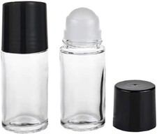 2 Pcs 50ml Glass Essential Oil Roller Bottles Refillable Roll on Empty Clear