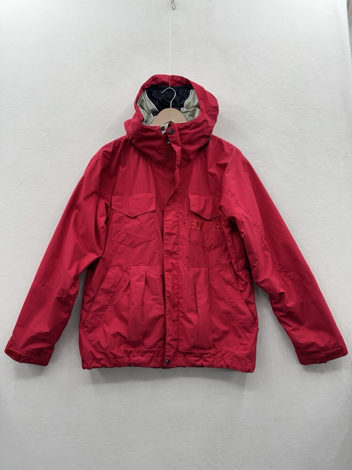 Vintage Bonfire Fusion Men’s Medium Hooded Snowboard Skiing Coat Red