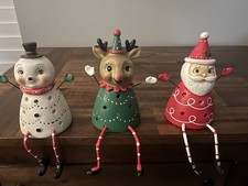 Set of 3 Lighted Christmas Shelf Sitters Sant...
