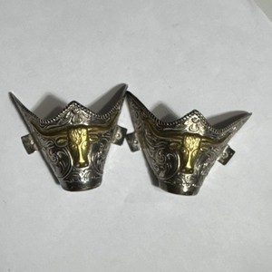 Vintage Western Bull Head Boot Toe Tips Cowboy Boot Protectors Pair