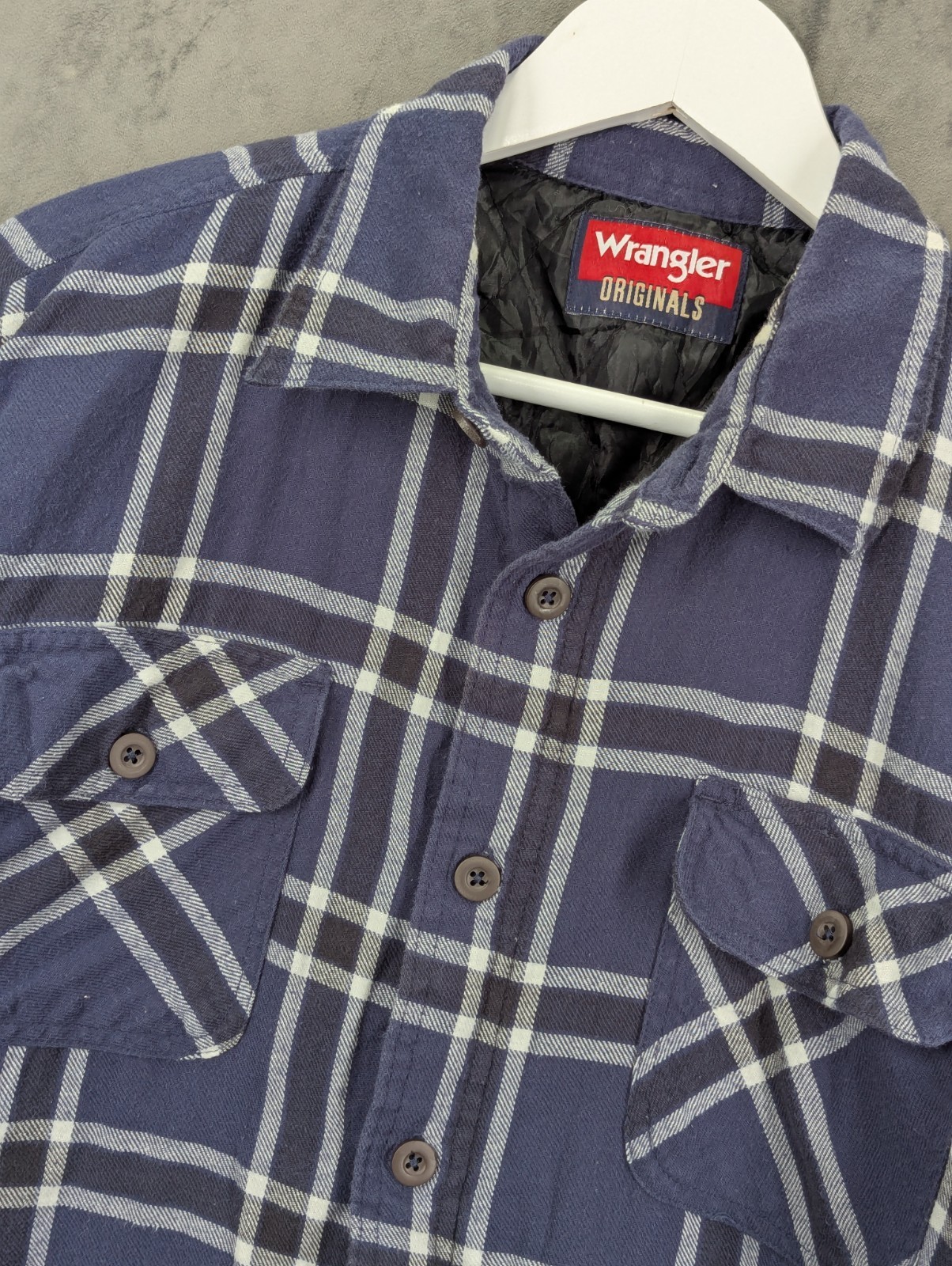 Wrangler Lumberjack Shirt Jacket Size Large Relaxed Fit Quilted Lining Pockets image 2