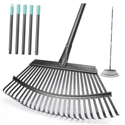  Garden Leaf Rake ,18.5'' Wide Heavy Duty Leaf Rake with 25 Metal Tines, Leaves 