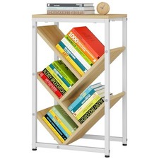 Tree Bookshelf, Small Desktop Bookshelf with Storage 5 Tier Natural