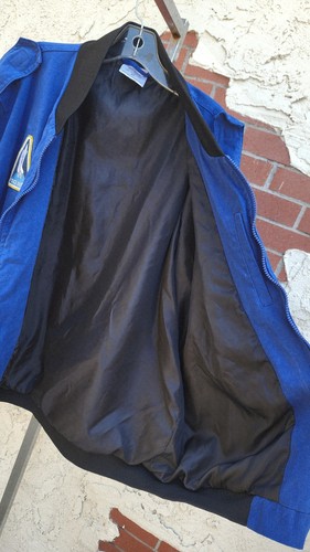 XL Men Get Real Gear Nasa Astronaut Cotton Blue Full Zip Bomber Jacket - Picture 14 of 23