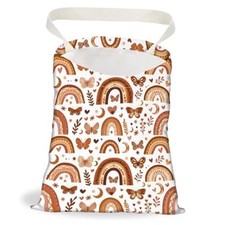 Car Trash Bag Hanging Car Garbage Bag with Snap Buttons Cute Bohemia Rainbow