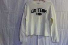 Simply Southern Sweater GO TEAM Football Ivory Knit Pullover XL NWT 00286