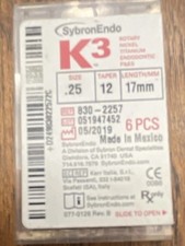 SybronEndo K3 Endodontic Files Size .25 Taper 17mm MPN 830-2257 6 pcs