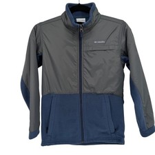 Columbia Boys Fleece Lined Jacket Size Medium Gray Blue Full Zip Outdoor
