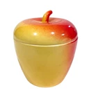 Vintage HAZEL ATLAS Milk Glass APPLE Jam Jar w/ Lid MCM Sugar Bowl