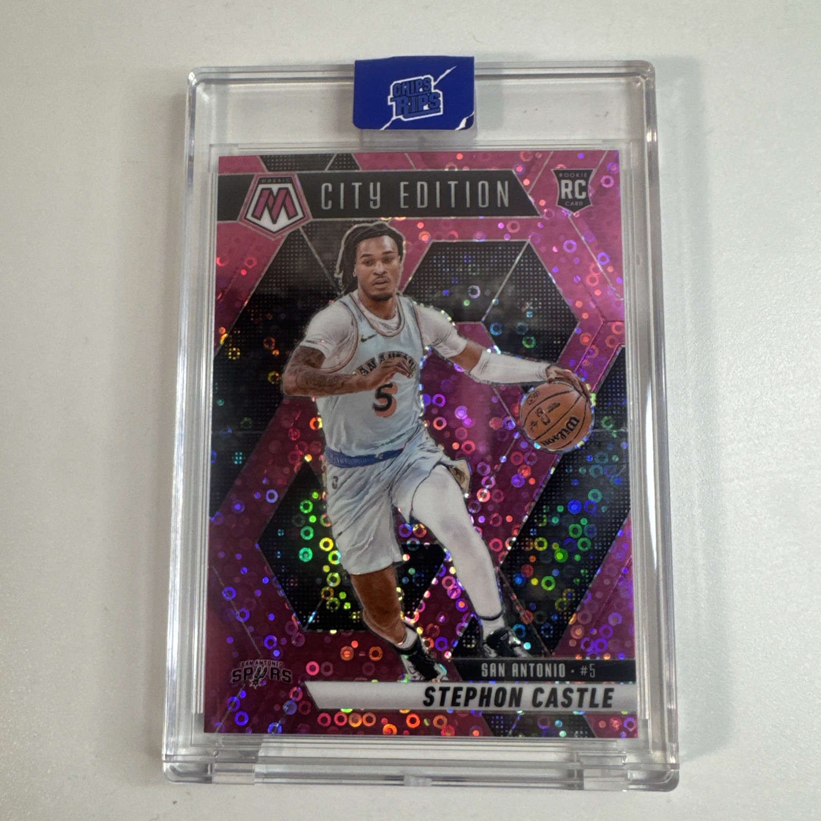 Stephon Castle 2024-25 Panini Mosaic 18/20 Pink Disco City Edition RC #290