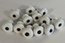 12 Vintage White Porcelain Cabinet Knobs Drawer Pulls Mushroom Style
