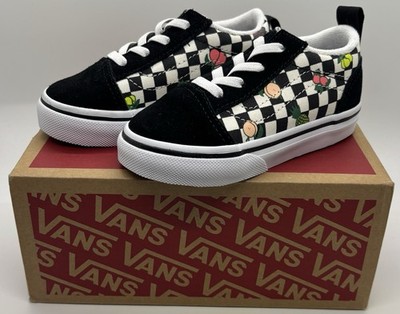Vans Off The Wall Toddler Size 7 Black & White , Fruit Checkerboard, NIB
