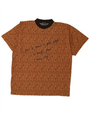 LA BUTIK Mens Graphic T-Shirt Top IT 52 Large Brown Paisley Viscose BQ15