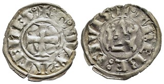 FITZ CRUSADERS ATHENS THEBES Guy I de La Roche Silver Denier TOURNOIS NMB1957