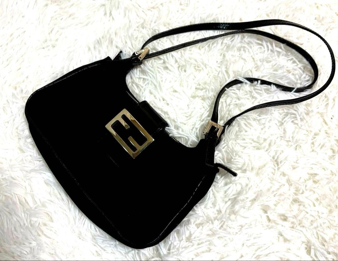 Fendi Mamma Baguette FF Logo Handbag Black Jersey Fabric Fendi Mamma Baguette FF Logo Handbag Black Jersey Fabric