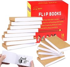 14 Pack Blank Flipbooks, 840 Sheets (1680 Pages) Flip Book Paper for White 
