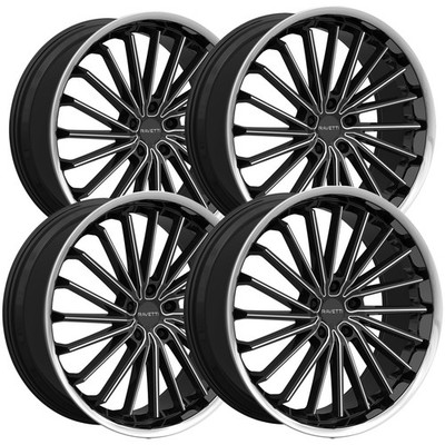 (Set of 4) Ravetti M14 20x8.5 5x120 +38mm Black/Milled/SSL Wheels Rims 20'' Inch
