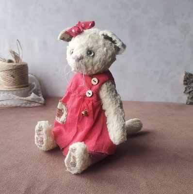 Kitty Teddy Handmade Cat Kitten Gifts Collectible OOAK Gift Animal Artist Doll
