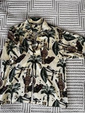 Tommy Bahama Shirt Mens M Floral Hawaiian Cigar Silk Camp Loop Collar Palm AOP