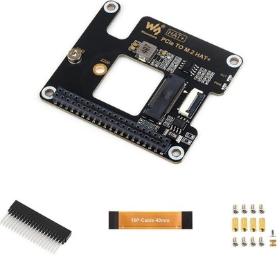 Waveshare PCIe to M.2 Adapter for Raspberry Pi 5, Supports NVMe Protocol M.2
