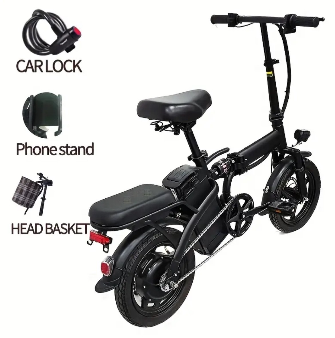 14-inch Lightweight Folding Electric Bicycle, 330 Pound Load