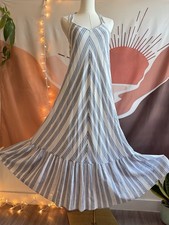 Anthropologie Holding Horses Womens Maxi Blue White Stripe Lined Dress Size XS