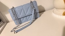Quilted Chain Strap Crossbody Bag – Mini Shoulder Handbag (Sky Blue)