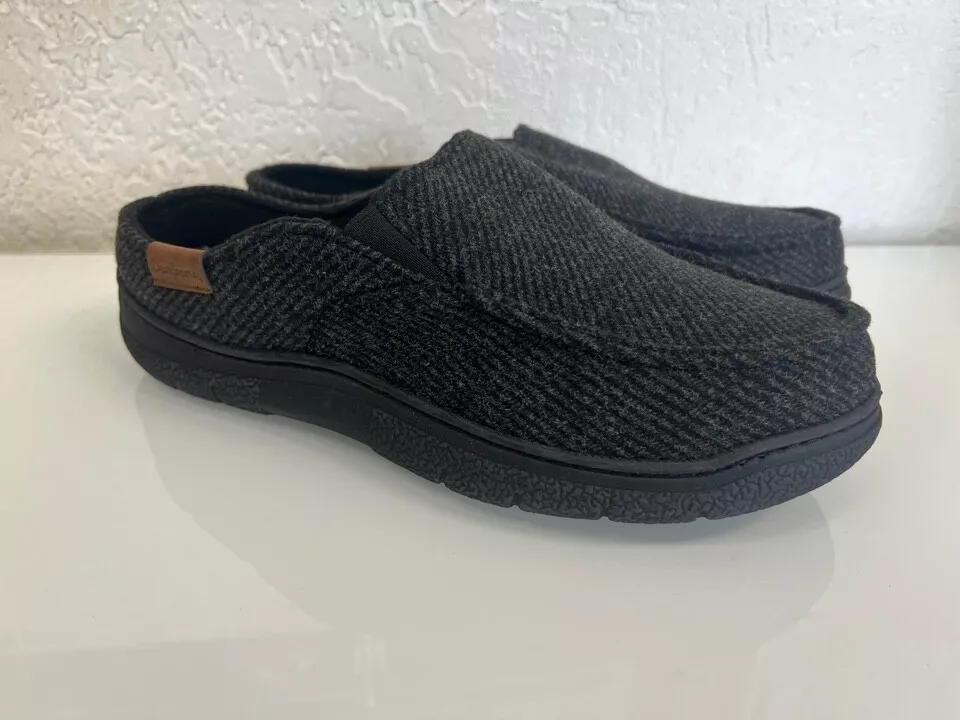 Dearfoams Men s Black Wool Memory Foam Slippers Choose Size eBay