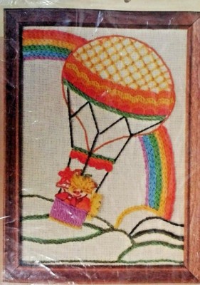 Rainbow & Balloon Caron 1981 Stitchery Kit  5 X 7 inches   New 