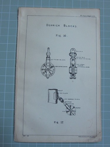 1911 SEAMANSHIP PRINT ~ DERRICK BLOCKS MARINE APPARATUS WITHOUT SURVEL ...