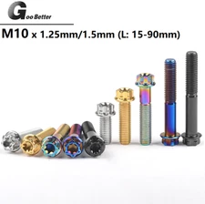 M10 Titanium Torx Head Flange Bolt, 15mm to 90mm length 1.25 1.5mm thread pitch