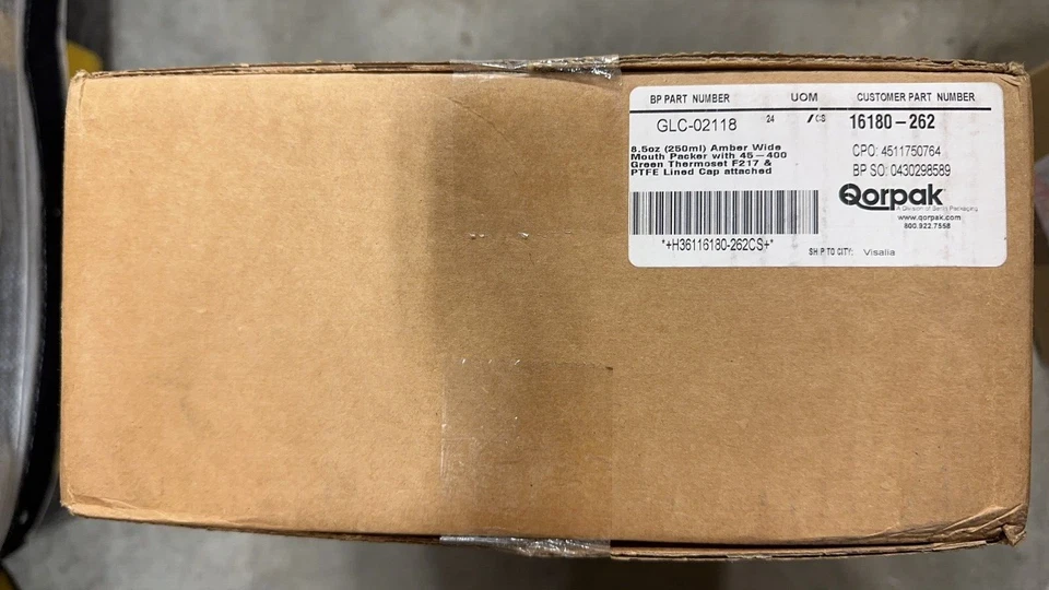 24 x 250mL Amber Wide Mouth Packer Qorpak Bottles by VWR 16180-262