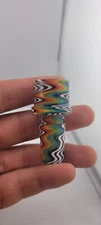 Slide Bowl For Bong. Full Wig Wag. 4 Hole Built In Screen  Rainbow Pattern 