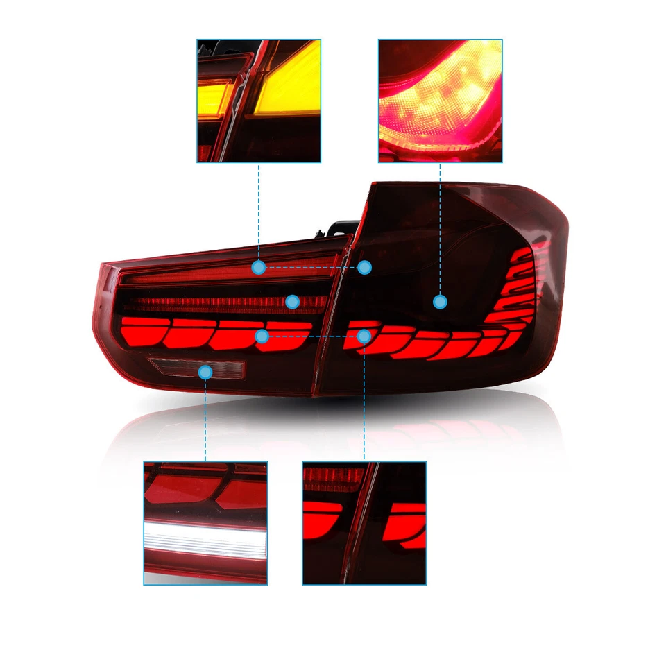 Luces traseras VLAND GTS para BMW F30 F35 F80 2012-2018 serie 3 M3 LED secuenciales Foto 4 de 4