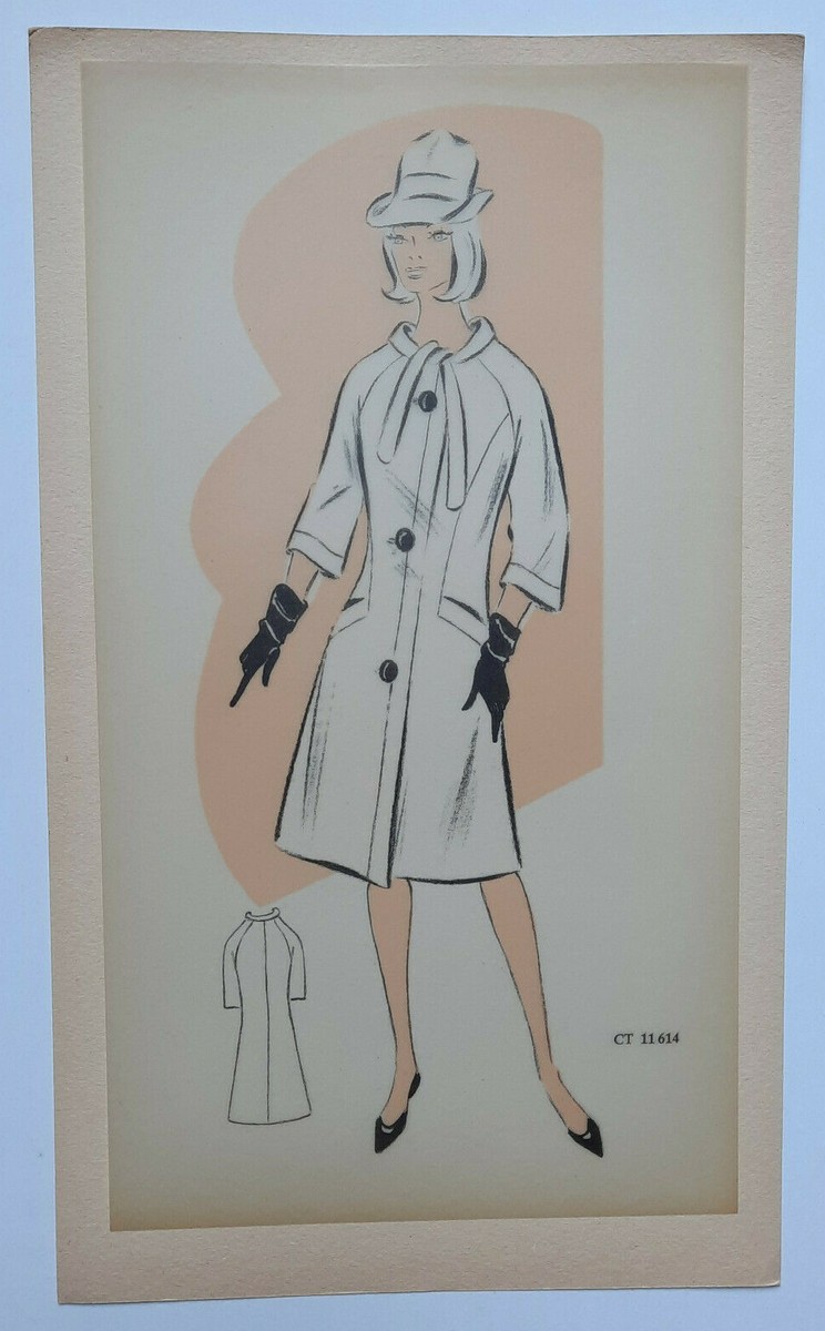 Manteau Gants Femme DESSIN ORIGINAL Mode HAUTE COUTURE Croquis ca