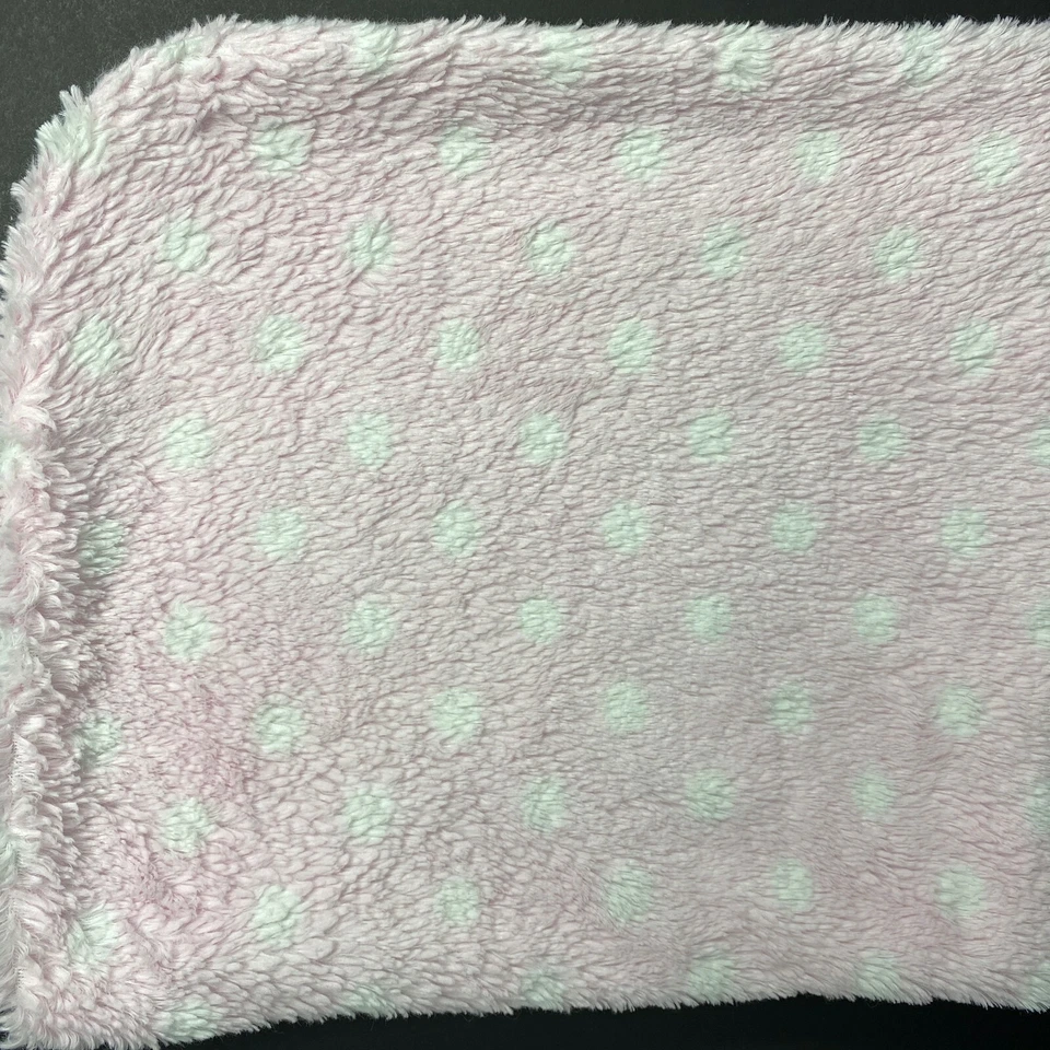 Одеяло детское Blankets & Beyond розовое белое в горошек клетчатое мохнатое меховое двустороннее - Изображение 2 из 4