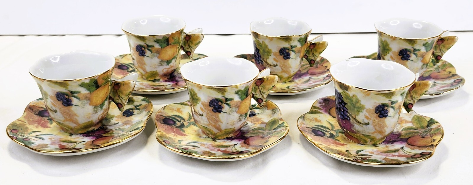 12 pc Baum Bros. Formalities BAU80 Butterfly Handle Demitasse - 6 Cups & Saucers