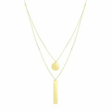 18" Polished Circle & Bar Multi-Strand Necklace Real 14K Yellow Gold 2.6gr