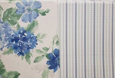 Reversible PVC Cushioned Floor Mat(20x30")BLUE FLOWERS&STRIPES,Martha Stewart,HD